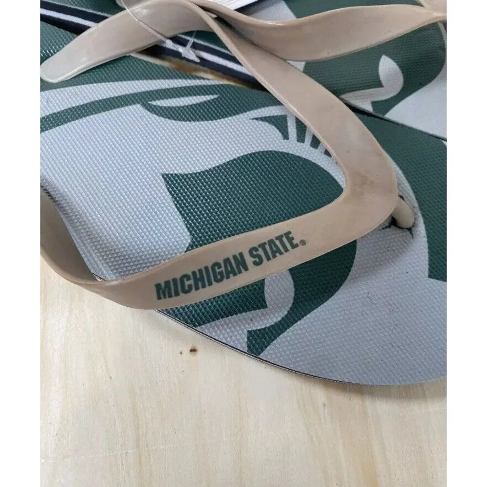 Michigan State Spartans NCAA Team Name Logo Flip Flops‎ New Size Medium Mens 7-8